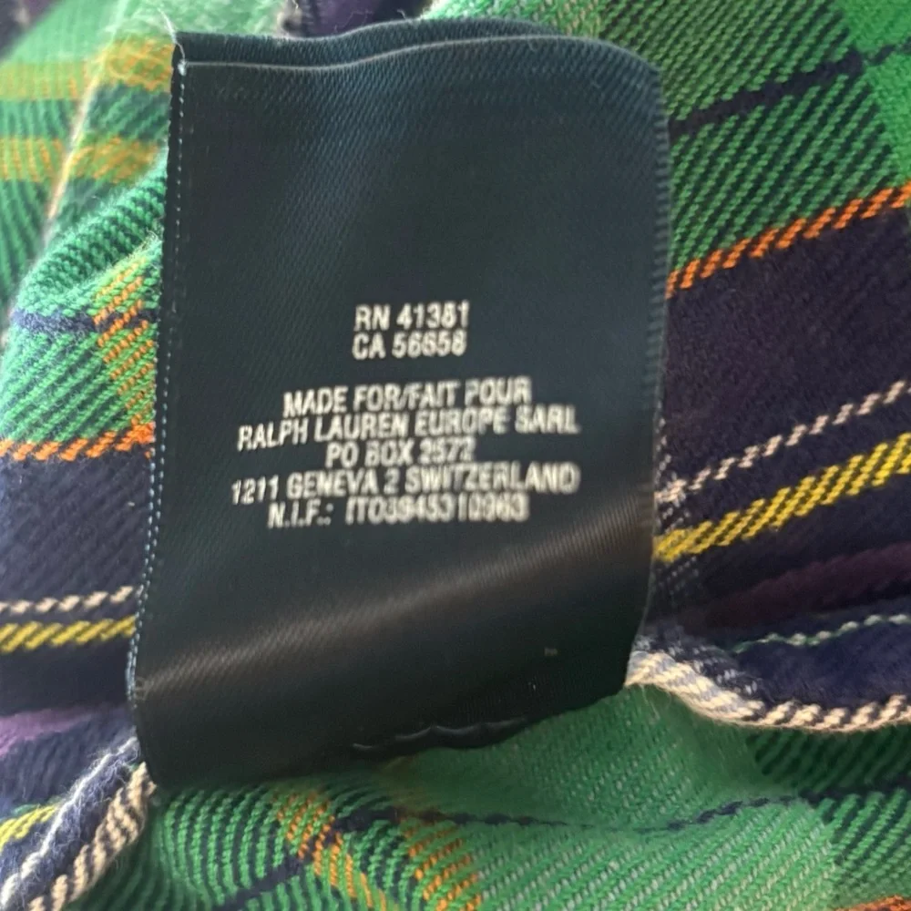 Ralph Lauren Baby Girl Blue/Green Plaid Flannel Ruffle Shirt Dress 18mon